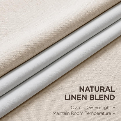 Joydeco Blackout Linen Curtains - Pinch Pleated Thermal Insulating Drapes