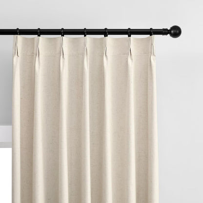 Joydeco Blackout Linen Curtains - Pinch Pleated Thermal Insulating Drapes