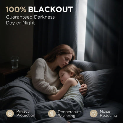 Joydeco Blackout Linen Curtains - Pinch Pleated Thermal Insulating Drapes