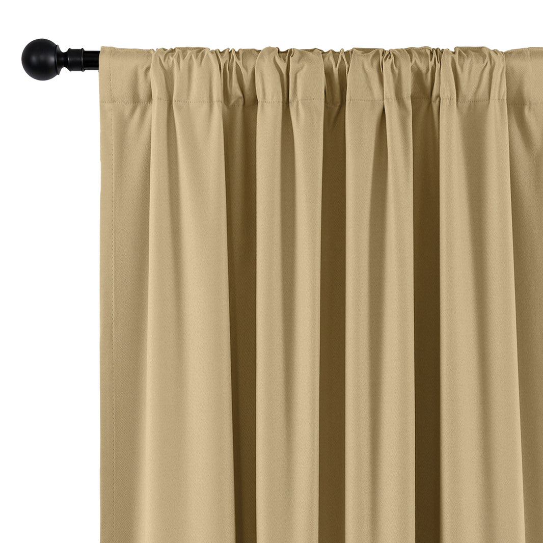 Joydeco Blackout Curtains Linen 100% Blackout Curtain for Bedroom, Rod Pocket & Back Tabs Window Drapes 2 Panels Set