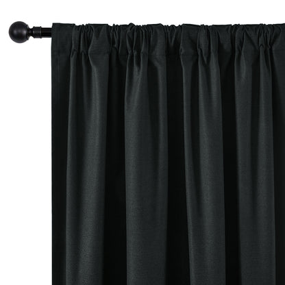 Joydeco Blackout Curtains Linen 100% Blackout Curtain for Bedroom, Rod Pocket & Back Tabs Window Drapes 2 Panels Set