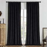 Joydeco 100% Blackout Velvet Curtains Black 2 Panels Set Insulated Black Out Curtains for Bedroom Room Darkening Thermal Curtains
