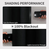 Joydeco 100% Blackout Curtains Black Long 2 Panels Set Linen 96 Inch Blackout Curtains 2 Panels Room Darkening Textured Curtains - Joydeco