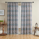 Joydeco Boho2 Curtains Farmhouse Curtains 108 inch Curtains 2 Panels Light Filtering Living Room Curtains Country Rustic Linen Sheer Curtains - Joydeco