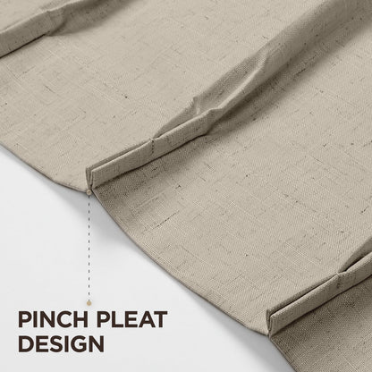 Joydeco Blackout Linen Curtains - Pinch Pleated Thermal Insulating Drapes