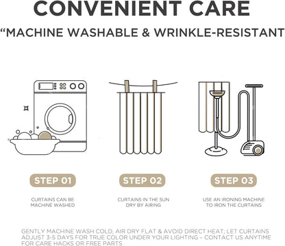 Joydeco Blackout Linen Curtains - Pinch Pleated Thermal Insulating Drapes