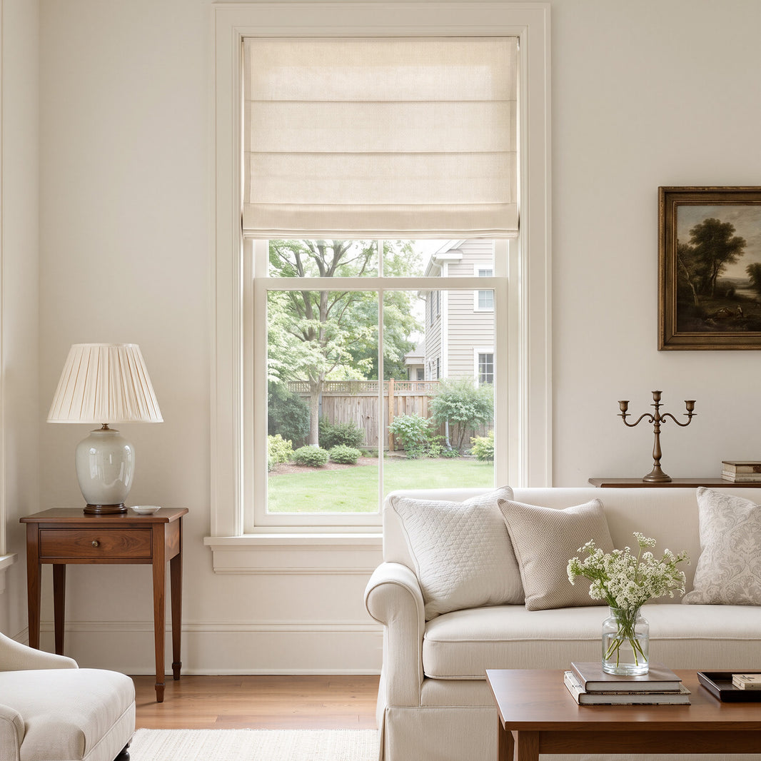 Clara Textured Light Filtering No-Drill Roman Shade