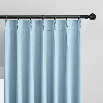 Joydeco Blackout Linen Curtains - Pinch Pleated Thermal Insulating Drapes
