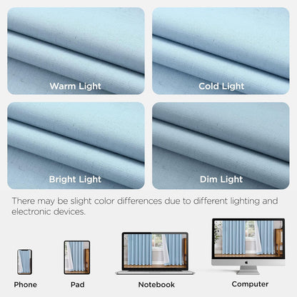 Joydeco Blackout Linen Curtains - Pinch Pleated Thermal Insulating Drapes