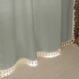 Joydeco Grayish Boho Green Curtains2 Panels Light Filtering Living Room Curtains Country Rustic Linen Sheer Curtains