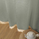 Joydeco Grayish Boho Green Curtains2 Panels Light Filtering Living Room Curtains Country Rustic Linen Sheer Curtains