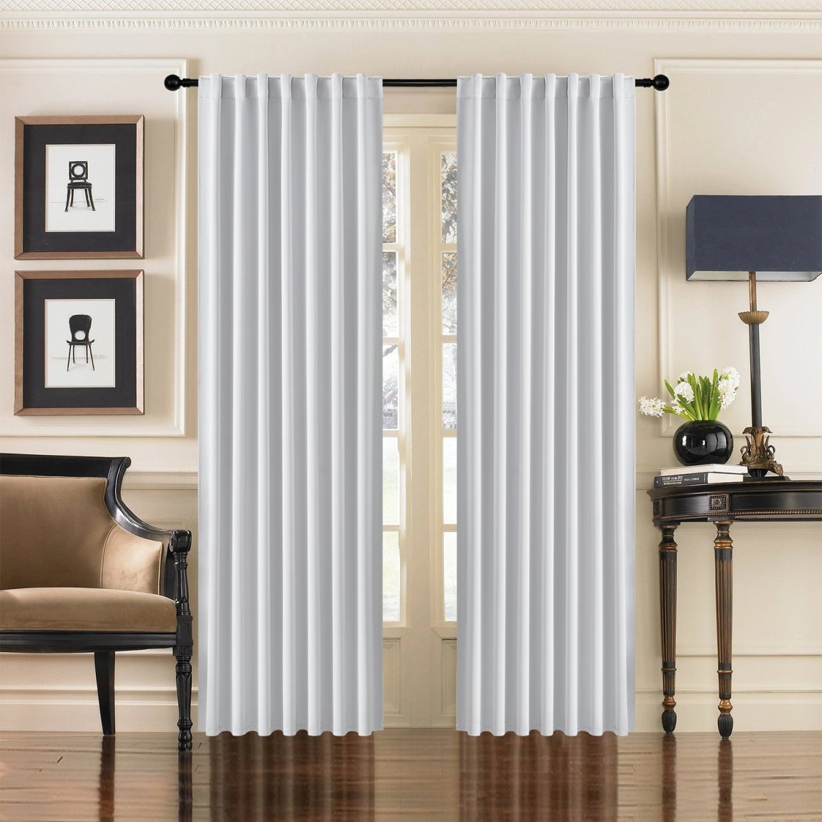 Joydeco Black Blackout Curtains Blackout Curtains 96 Inch Length 2 Panels Set for Bedroom