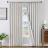 Joydeco beige pinch pleat blackout linen curtains, thermal insulating drapes with white lining.