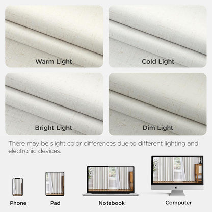 Joydeco Blackout Linen Curtains - Pinch Pleated Thermal Insulating Drapes