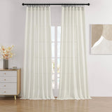 Joydeco Ivory White Linen Curtains for Living Room Grommet Curtains