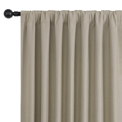 Joydeco Blackout Curtains Linen 100% Blackout Curtain for Bedroom, Rod Pocket & Back Tabs Window Drapes 2 Panels Set