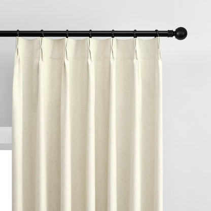 Joydeco Blackout Linen Curtains - Pinch Pleated Thermal Insulating Drapes