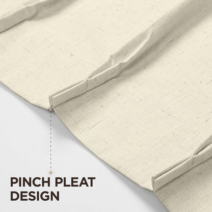 Joydeco Blackout Linen Curtains - Pinch Pleated Thermal Insulating Drapes