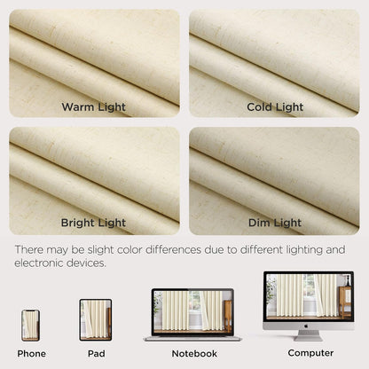 Joydeco Blackout Linen Curtains - Pinch Pleated Thermal Insulating Drapes