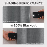 Joydeco 100% Blackout Curtains Light Grey Long 2 Panels Set Linen 96 Inch Blackout Curtains 2 Panels Room Darkening Textured Curtains