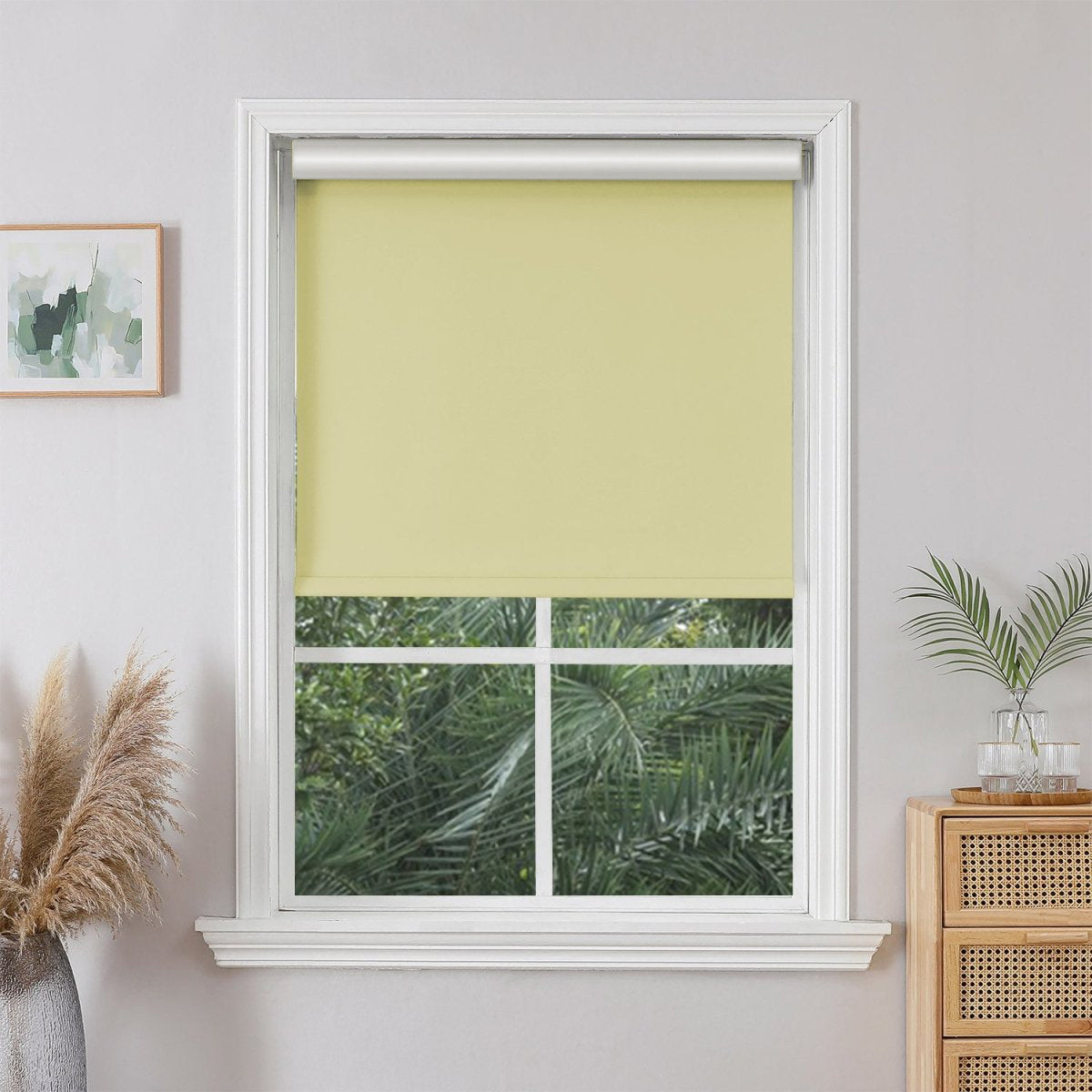 Light Yellow Joydeco Custom Classic Blackout Roller Shades