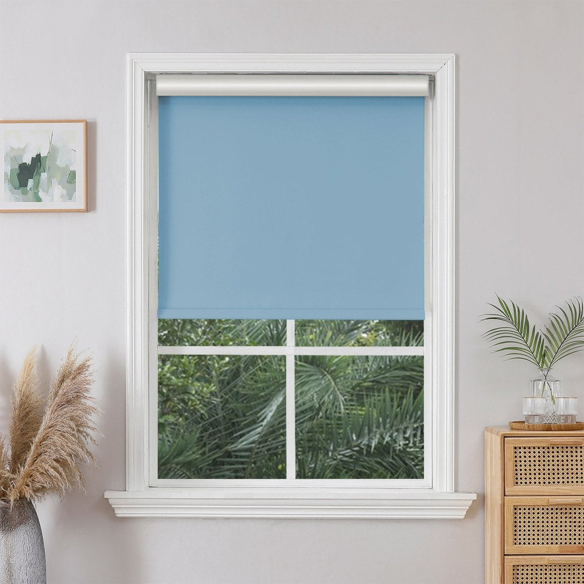 Light Blue Joydeco Custom Classic Blackout Roller Shades