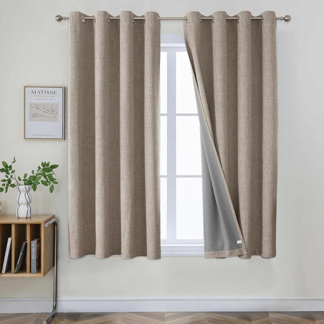 Joydeco Blackout Curtains 2 Panels Burg, Room Darkening Drapes Long for Bedroom, Textured Thermal Drapes 2 Panels Set