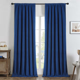 Joydeco 100% Blackout Velvet Curtains Navy Blue 2 Panels Set Insulated Black Out Curtains for Bedroom Room Darkening Thermal Curtains - Joydeco