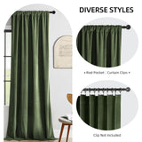 Joydeco Olive Green Velvet Curtains Olive Green 2 Panels Luxury Blackout Rod Pocket Thermal Insulated Window Curtains Super Soft Room Darkening Drapes