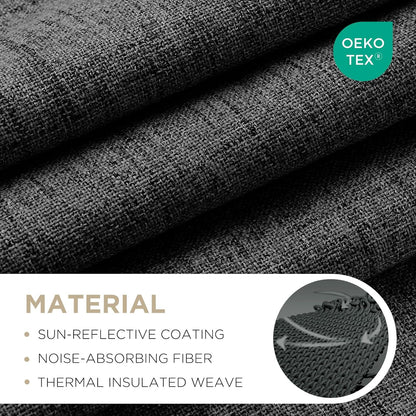 Joydeco Blackout Curtains for Bedroom - 100% Light Blocking 2 Panels Set Black Drapes 37" W x 96" L, Thermal Insulated Room Darkening Curtains, Linen Textured for Living Room, Rod Pocket & Back Tabs