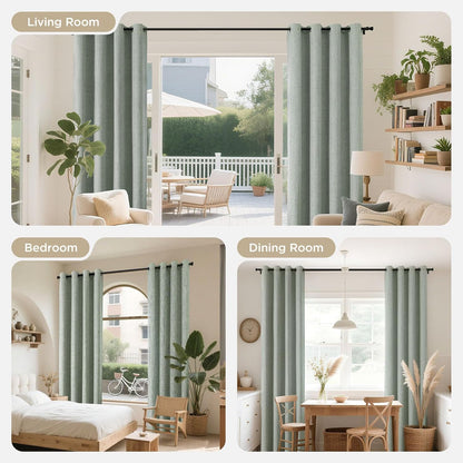 Joydeco Blackout Curtains 120 Inches Long 2 Panels Burg, Room Darkening Curtains for Bedroom, 100% Black Out Textured Thermal Drapes Privacy Protection 2 Panels Set(W52 x L120 Inch, Sage Green)
