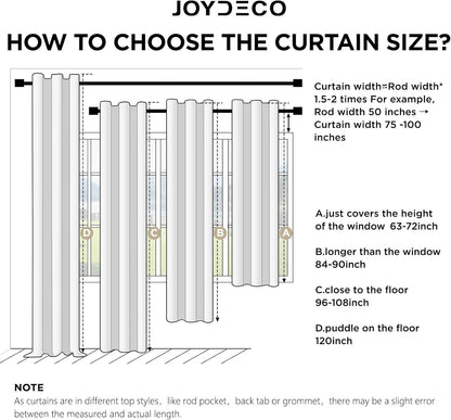 Joydeco Blackout Curtains for Bedroom - 100% Light Blocking 2 Panels Set Black Drapes 37" W x 108" L, Thermal Insulated Room Darkening Curtains, Linen Textured for Living Room, Rod Pocket & Back Tabs