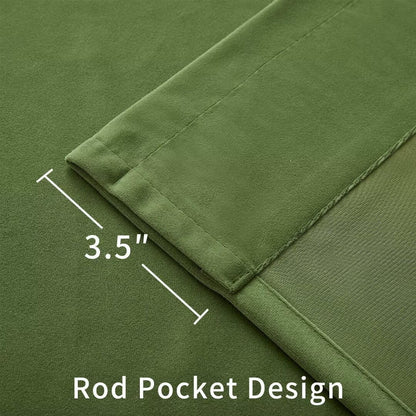 Joydeco Green Velvet Curtains 120 inch 2 Panel, Room Darkening Super Soft Velvet Drapes for Bedroom Living Room Thermal Insulated Window Drapes, Luxury Blackout Rod Pocket Curtains,W52 x L120 inch