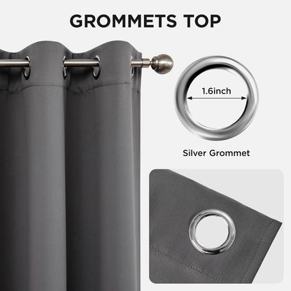 Joydeco Blackout Curtains 95 Inch Length 2 Panels Set, Thermal Insulated Long Curtains& Drapes 2 Burg, Room Darkening Grommet Drapes for Living Room Bedroom Window (W52 x L95 Inch, Light Grey)