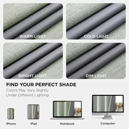 Joydeco Blackout Curtains 120 Inches Long 2 Panels Burg, Room Darkening Curtains for Bedroom, 100% Black Out Textured Thermal Drapes Privacy Protection 2 Panels Set(W52 x L120 Inch, Sage Green)