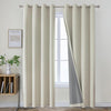Joydeco Blackout Curtains 95 Inches Long 2 Panels Burg, Room Darkening Curtains for Bedroom, 100% Black Out Textured Thermal Drapes Privacy Protection 2 Panels Set(W42 x L95 Inch, Light Beige)