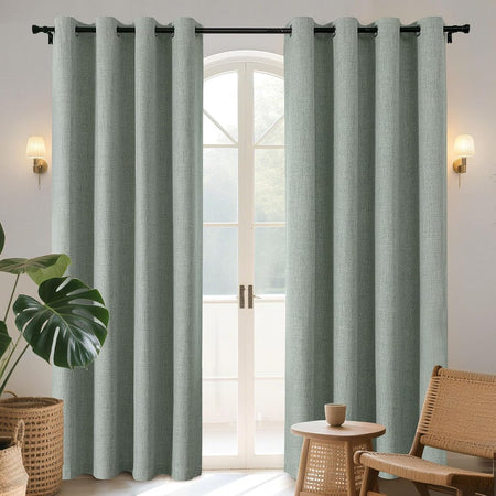 Joydeco Blackout Curtains 120 Inches Long 2 Panels Burg, Room Darkening Curtains for Bedroom, 100% Black Out Textured Thermal Drapes Privacy Protection 2 Panels Set(W52 x L120 Inch, Sage Green)