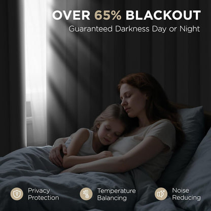 Joydeco Blackout Curtains 90 Inch Length 2 Panels Set, Thermal Insulated Long Curtains& Drapes 2 Burg, Room Darkening Grommet Drapes for Living Room Bedroom Window (W52 x L90 Inch, Light Beige)