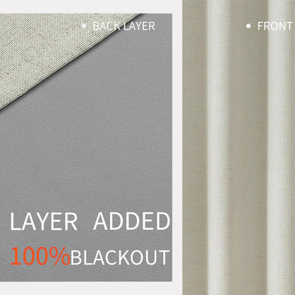 Joydeco Blackout Curtains 84 Inches Long 2 Panels Burg, Room Darkening Curtains for Bedroom, 100% Black Out Textured Thermal Drapes Privacy Protection 2 Panels Set(W42 x L84 Inch, Light Beige)