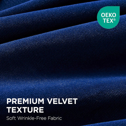 Joydeco Royal Blue 100% Blackout Curtains 96 Inch 2 Panels, Luxury Thermal Royal Blue Velvet Curtains for Bedroom Living Room, Soundproof Blackout Window Drapes, Rod Pocket & Back Tab (52W x 96L)