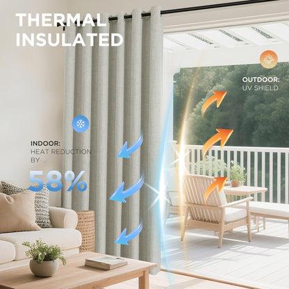 Joydeco Blackout Curtains 84 Inches Long 2 Panels Burg, Room Darkening Curtains for Bedroom, 100% Black Out Textured Thermal Drapes Privacy Protection 2 Panels Set(W42 x L84 Inch, Light Beige)