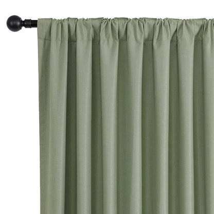 Joydeco Blackout Curtains Linen 100% Blackout Curtain for Bedroom, Rod Pocket & Back Tabs Window Drapes 2 Panels Set