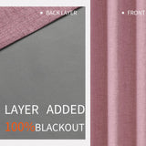 Joydeco 100% Blackout Curtains Pink Long 2 Panels Set Linen 96 Inch Blackout Curtains 2 Panels Room Darkening Textured Curtains for Bedroom Living Room Window - Joydeco