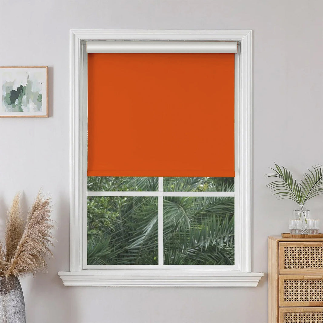 Persianas enrollables clásicas opacas personalizadas Joydeco en color naranja 