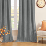 Joydeco Grey Velvet Curtains Rod Pocket | Grey 2 Panels Luxury Blackout Rod Pocket Thermal Insulated Window Curtains Super Soft Room Darkening Drapes