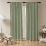 Joydeco Sage Green Boho Curtains for Bedroom Living Room Farmhouse Curtains 108 inch Curtains 2 Panels Light Filtering Living Room Curtains Country Rustic Linen Sheer Curtains