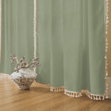 Joydeco Sage Green Boho Curtains for Bedroom Living Room Farmhouse Curtains 108 inch Curtains 2 Panels Light Filtering Living Room Curtains Country Rustic Linen Sheer Curtains - Joydeco