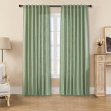Joydeco Green Linen Curtains for Living Room Blackout Curtains Bedroom Cafe