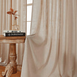 Joydeco Beige Linen Curtains for Living Room Blackout Curtains Bedroom Cafe Curtains