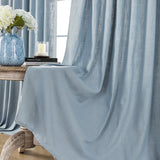 Joydeco Stone Blue Linen Curtains for Living Room Farmhouse Bedroom Curtains - Joydeco